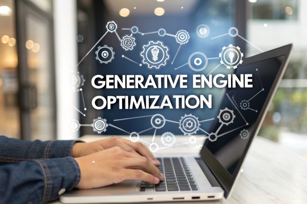 laptop with text on generative engine optimization.